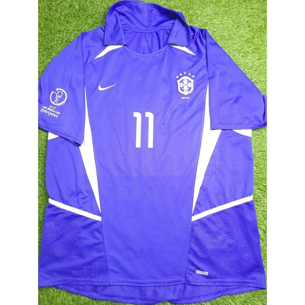 Ronaldinho Brazil 2002 WORLD CUP Away Soccer Jersey Shirt L